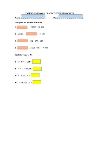 Unknown of addition-subtraction