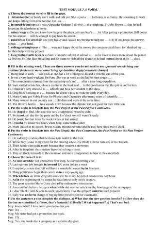 8 form Test Module 3