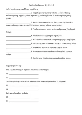 Araling Panlipunana 5 Q1 Week 8