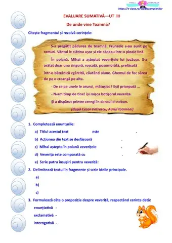 Evaluare sunativă - UT  III