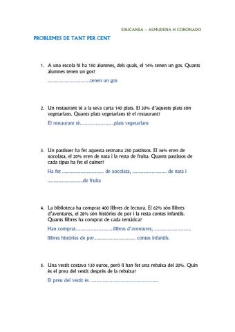 Problemes percentatges