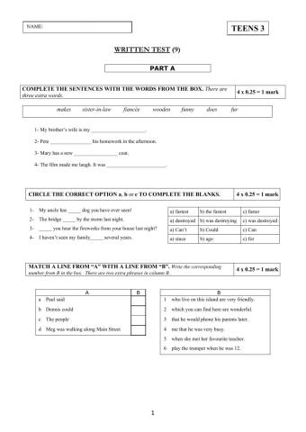 Teens 3 - Written Test (9) - 30-11