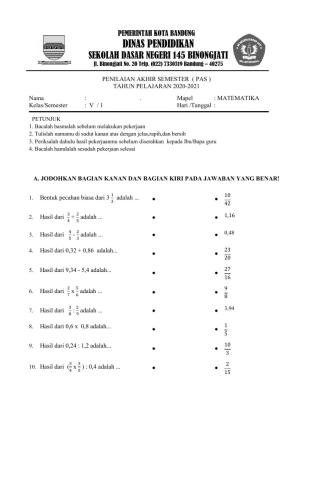 Soal pas matematika kelas 5