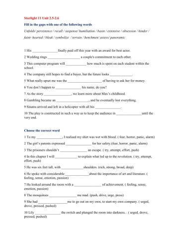 Starlight 11 Unit 2.5-2.6