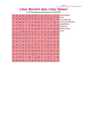 Wordsearch komponen elektrik