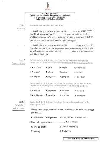 English 11 - The fist term test No 2 Test 14