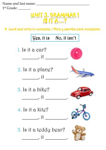 1st G. Unit 3. Grammar 1. Evaluated activity
