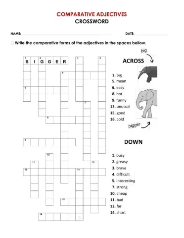 Comparatives crossword