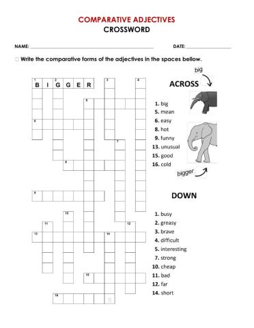 Comparatives crossword