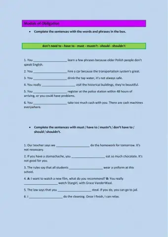 Modals of obligation