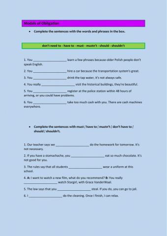 Modals of obligation