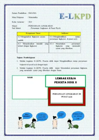 Persamaan lingkaran Di Pusat (a,b)
