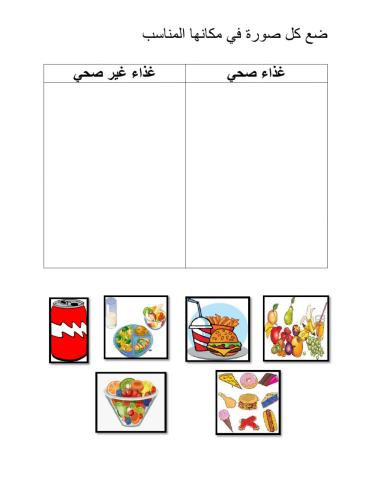 الطعام الصحي والغير صحي