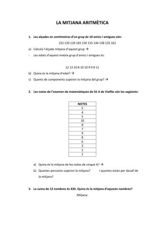 La mitjana aritmètica