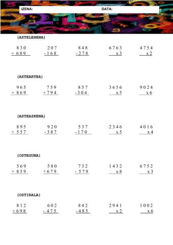 Eragiketak zenbaki arruntekin