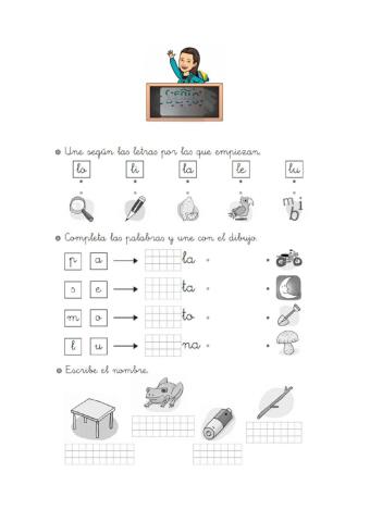 Lectoescritura: p,m,l y s