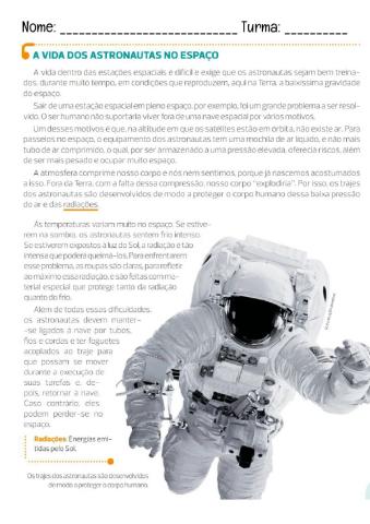 A vida dos astronautas no espaço