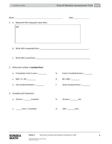 Eureka Module 3 End of Module Test