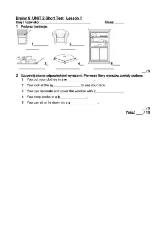 Brainy 6 unit 2 lesson 1 short test