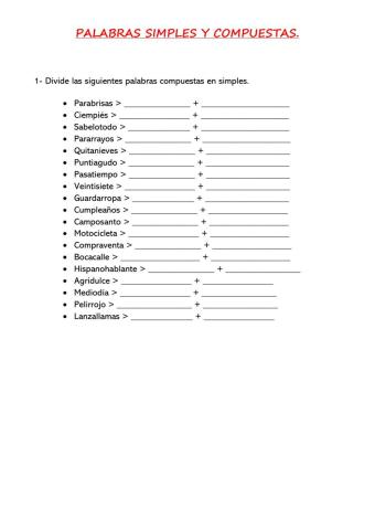 Palabras simples y compuestas