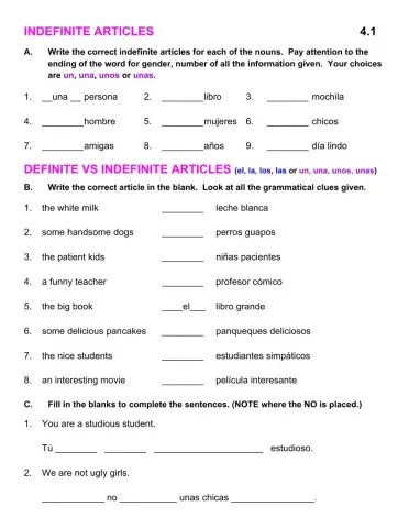4.1 article-noun-adjective agrement SPAN1