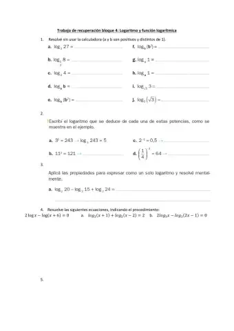 Bloque 4: logaritmos y función logarítmica