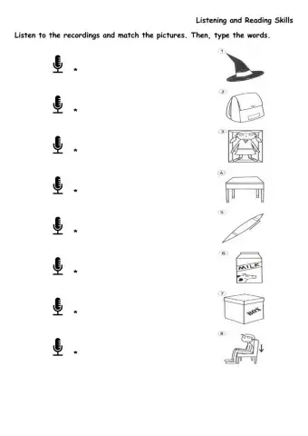WB p51-Listen to the recordings and match the pictures. Then, type the words.
