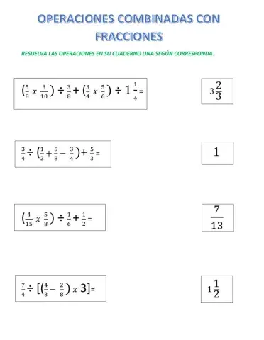 Operaciones combinadas de fracciones