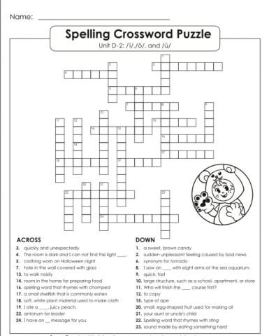 Crossword puzzle D-2 5th grade