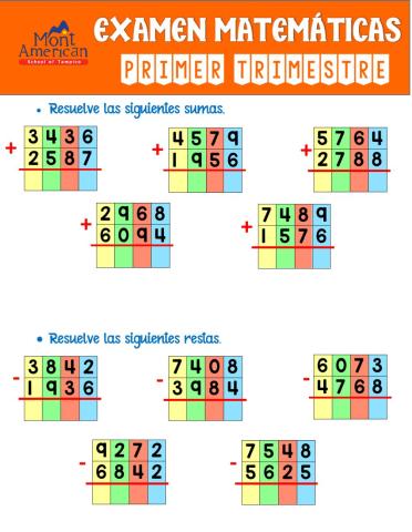 Examen Matemáticas 3°