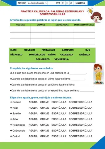 Palabras esdrújulas y sobreesdrújulas