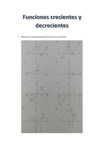 Funciones crecientes y decrecientes