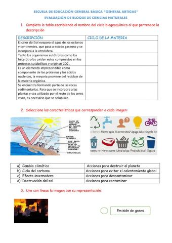 Evaluación de ciencias naturales