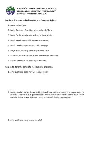 Comprensión de lectura -Cuerda Floja-