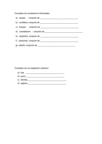 Sustantivos individuales y colectivos