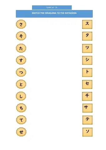 Hiragana -katakana matching (sa-ta)