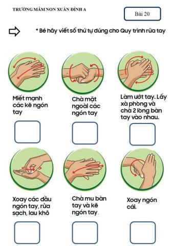 Điền số thứ tự quy trình rửa tay
