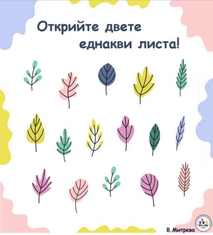 Открийте двете еднакви листа!