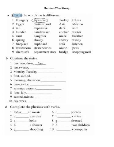 Vocabulary 12C - Word Form Revision