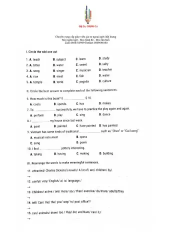 English 7 Test 9 15' Test