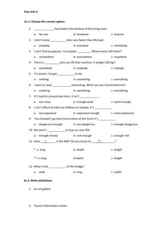Relative pronouns. Too-enough