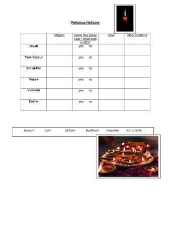 Religious Holidays Websearch