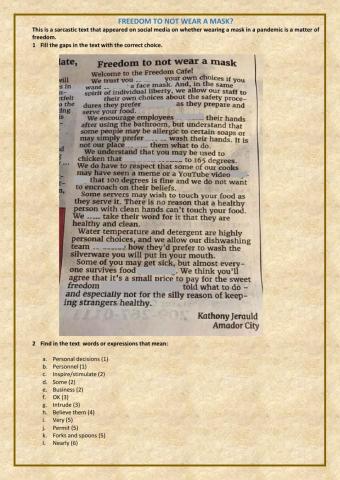 Freedom to not wear a mask?