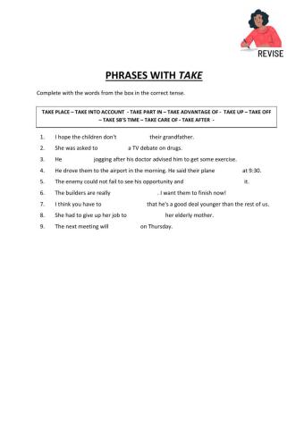 Phrases with take