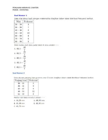 Penilaian harian statistik
