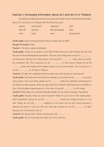 Exercise 1: Exchanging information about do’s and don’ts in Thailand