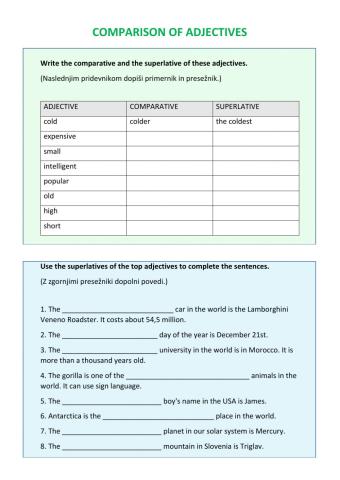 Comparatives and superlatives