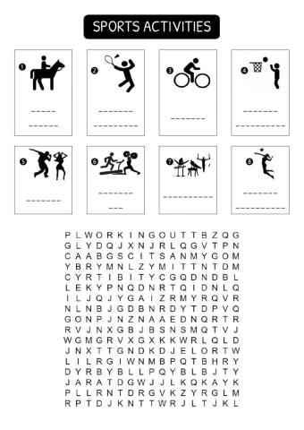 Sports activities - vocabulary