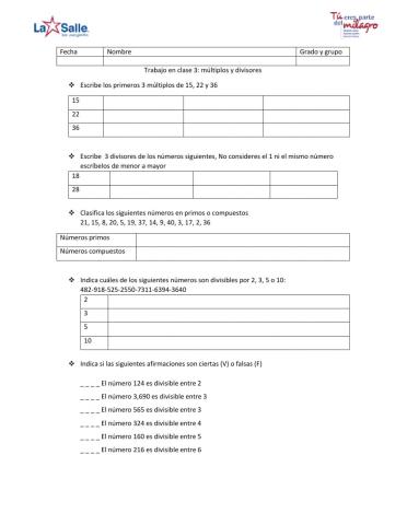 Múltiplos y divisores