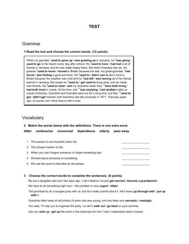 Grammar and vocabulary